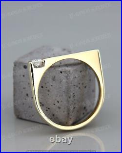 0.10Ct Simulated Diamond Unique Signet Minimalist Ring 925 Silver Gold Plated