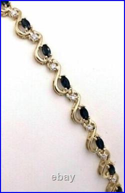 10CT Marquise Lab Created Sapphire Womens Tennis Bracelet 14K Yellow Gold Plated