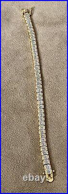 10CT Round Lab Created Diamond Womens Tennis Bracelet 14K Yellow Gold Plated