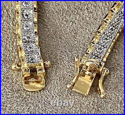 10CT Round Lab Created Diamond Womens Tennis Bracelet 14K Yellow Gold Plated