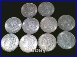 10 Choice 1921 P Morgan Silver Dollars, All AU/BU Quality