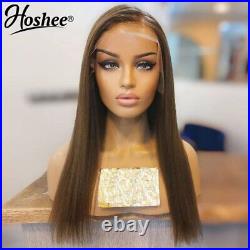 13x4 Straight Cyan-Blue Brown Lace Front Wig For Women Remy Hair Pre-plucked Wig