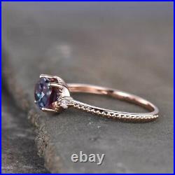 14K Rose Gold Plated 3Ct Oval Cut Lab Created Alexandrite Women's Solitaire Ring