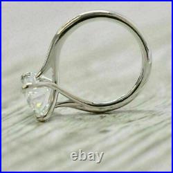 14K White Gold Finish Over SIlver 1.00ct White Oval Cut Diamond Engagement Ring
