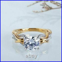 14K Yellow Gold Finish 2.50CT Round Cut VVS1 Diamond Solitaire Engagement Ring