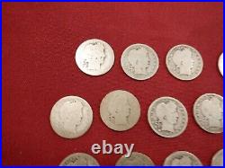 14 Different Barber Quarters 1895/1915 All Readable Dates All Circulated A