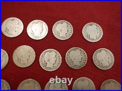 14 Different Barber Quarters 1895/1915 All Readable Dates All Circulated A