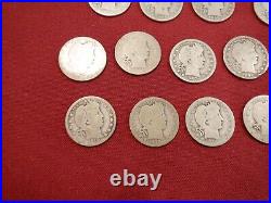 14 Different Barber Quarters 1895/1915 All Readable Dates All Circulated A