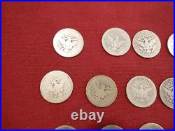 14 Different Barber Quarters 1895/1915 All Readable Dates All Circulated A