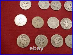 14 Different Barber Quarters 1895/1915 All Readable Dates All Circulated A