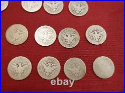 14 Different Barber Quarters 1895/1915 All Readable Dates All Circulated A