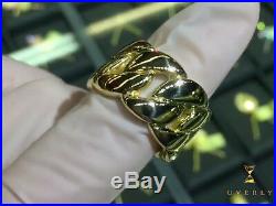 14k Solid Yellow Gold 15mm Miami Cuban Link Ring Mens 22.1g All Sizes