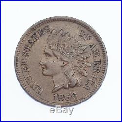 1866 1C Indian Head Cent XF Condition, All Brown Color, Clean Bold LIBERTY