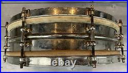 1920s antique LUDWIG SNARE DRUM vintage 14X4 8-LUG eight ALL METAL 2 PIECE SHELL