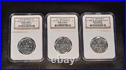 1921 (x3) USA SHOP TOKENS $1 Dollar, 25c, 10c. ALL NGC MS65