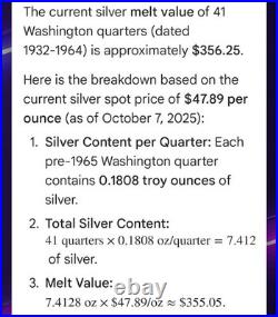 1932-1947 Washington Quarters Set, All 90% Silver 25¢ Coins, Original Lot Pics