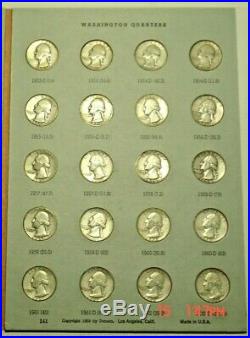 1932-1962 Pds Complete Set Of 80 Silver Washington Quarters With All Key Dates