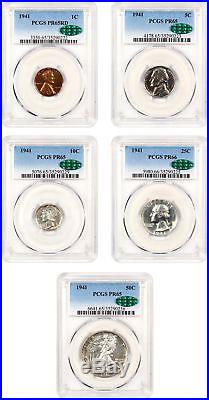 1941 PR Set PCGS/CAC PR 65-66 5 Proofs, All CAC 5 Proofs, All CAC