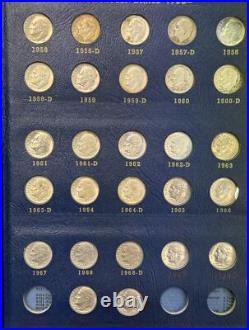 1946-1971 57 COIN ROOSEVELT DIME SET, With ALL 48 SILVER DIMES, CIRC-UNC IN ALBUM