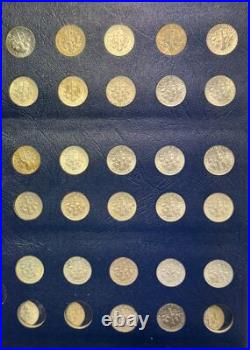 1946-1971 57 COIN ROOSEVELT DIME SET, With ALL 48 SILVER DIMES, CIRC-UNC IN ALBUM