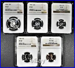 1954 Us Mint Silver Proof Set All Coins Ngc Certified Pf 67 A8412