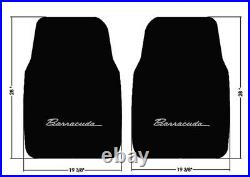 1967-69 Plymouth Barracuda Cuda Black Floor Mats with Silver Embroidered Logo all