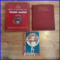 1971 The All American U. S. Stamp Album 1847-1971 + 1931 Paragon + 1954 Atlas