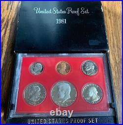 1981 S Proof Set Type 2 all Six COINS Bulbous Serif S Mark US Mint United States