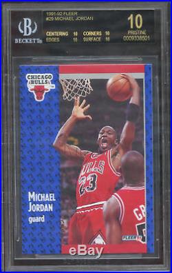 1991-92 FLEER MICHAEL JORDAN BGS PRISTINE BLACK LABEL (QUAD) ALL STRAIGHT 10's