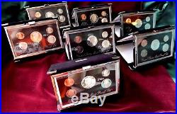 1992-1998 U. S. MINT PREMIER SILVER PROOF SETS-ALL COMPLETE WithCOA & BOXES