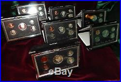 1992-1998 U. S. MINT PREMIER SILVER PROOF SETS-ALL COMPLETE WithCOA & BOXES