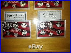 1999 2008 Silver Proof Coins (All 50 State Quarters) with boxes & most COA's