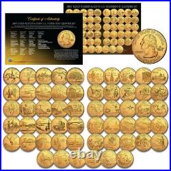 1999-2009 COMPLETE SET of ALL 56 Statehood U. S. Quarters 24K GOLD PLATED Coins