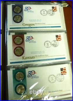 1999-2009 State Quarter FIRST DAY COIN COVERS All 50 States+ DC & Territories
