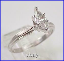1Ct Marquise Cut VVS1/D Diamond Solitaire Engagement Ring 14K White Gold Finish