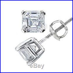 1.00 Ct. Square emerald cut, Asscher Cut Diamond Stud Earrings All Natural