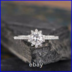 1.4ct Round Cut Simulated Diamond Ring 14k WhiteGold Plated Unique Halo Promise