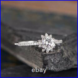 1.4ct Round Cut Simulated Diamond Ring 14k WhiteGold Plated Unique Halo Promise
