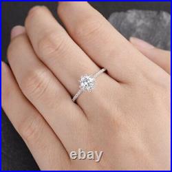 1.4ct Round Cut Simulated Diamond Ring 14k WhiteGold Plated Unique Halo Promise
