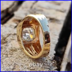 1.50Ct Cushion Cut Certified Moissanite Men's Engagement Ring 14k Yellow Gold