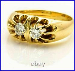 1.50Ct RD Cut Two-Diamond Simulated Engagement Band Ring 925 Silver Gold Plated