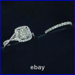 1.50Ct Round Cut Diamond Engagement Bridal For Women's Set 14K White Gold Finish