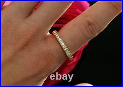 1.50 Ct Round VVS1 Moissanite Engagement Eternity Band Solid 14k Yellow Gold