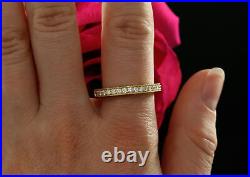 1.50 Ct Round VVS1 Moissanite Engagement Eternity Band Solid 14k Yellow Gold