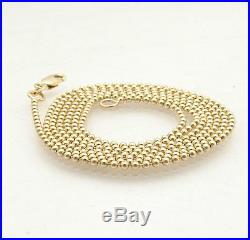 1.5mm All Shiny Round Bead Ball Chain Necklace REAL Solid 14K Yellow Gold