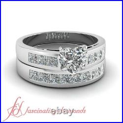 1.75 Ct Heart Shaped FLAWLESS Diamond Engagement Rings And Bands For Women GIA