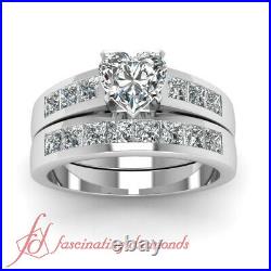 1.75 Ct Heart Shaped FLAWLESS Diamond Engagement Rings And Bands For Women GIA