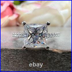 1.80TCW Princess Cut Moissanite Women's Engagement Ring In 14k White Gold Plated