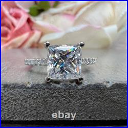 1.80TCW Princess Cut Moissanite Women's Engagement Ring In 14k White Gold Plated