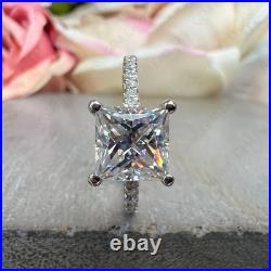 1.80TCW Princess Cut Moissanite Women's Engagement Ring In 14k White Gold Plated